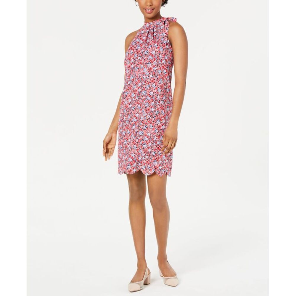 Maison Jules Striped Tie-Neck Dress